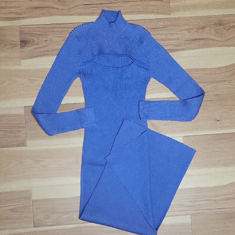 French Connection Blue Ribbed Sweater